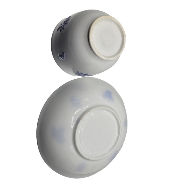 ANTIQUE Chelsea Blue Porcelain Bone Cup Saucer Adderley Embossed Leaf Raised - Picture 6 of 6